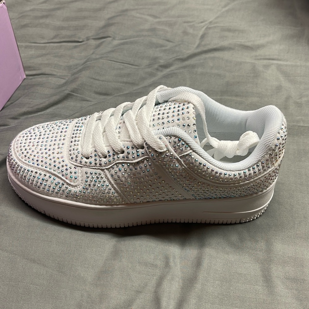 Brand new in box size 7 rhinestone platform sneakers